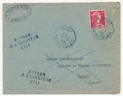 FRANCE - Enveloppe Depuis VIMY (Pas De Calais) 1956 - Cachet Numéroté "Retour à L'envoyeur 2151" (Maclas - Loire) - Bolli Manuali