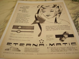 ANCIENNE PUBLICITE MONTRE MODERNE ETERNA.MATIC 1958 - Autres & Non Classés