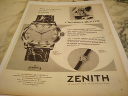ANCIENNE PUBLICITE CHOISISSEZ  MONTRE ZENITH 1957 - Other & Unclassified