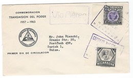 Covers Correos Aero Nicaragua - Managua - Zurich - Suiza - Commemoracion Transmission Del Poder 1957-1963 - Nicaragua