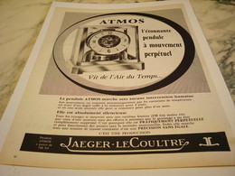 ANCIENNE PUBLICITE PENDULE ATMOS JAEGER-LECOULTRE 1961 - Autres & Non Classés