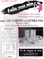 77 - FONTAINEBLEAU - RARE PUBLICITE 1953-VVE G. HAAS & FILS- ETIQUETTES PANCARTES -PAPIER GOMME- 15 RUE FRANCOIS MILLET - Reclame