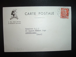 CP TP M. DE GANDON 12F OBL.29-7 1952 LE BOUSCAT GIRONDE (33) FLORENCE - Other & Unclassified