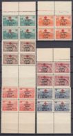 Albania 1946 Red Cross Mi#385-390 Mint Never Hinged Pieces Of Four With Margins From Sheets, Very Rare - Albania