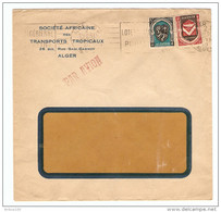 LETTRE PAR AVION 2/2/1949 ALGÉRIE ALGER SOCIÉTÉ AFRICAINE DES TRANSPORTS TROPICAUX - 2 Scans - - Covers & Documents