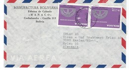 COVER CORREO BOLIVIA - VIA AIR MAIL - MANUFACTURA BOLIVIANA - FABRICA DE CALZADO - COCHABAMBA - ALEMANIA. - Bolivie