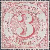 Germania Germany Deutschland,Thurn Und Taxis 1865 Colored Print On White Paper-Rouletted Perforation,3Kr Rose, Not Used, - Neufs
