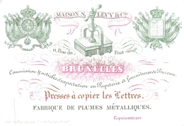 Porceleinkaart - Maison Levy & Cie Presses à Copier Les Lettres Fabrique De Plumes Métal - Bruxelles Brussel  11.5x8cm - Artigianato
