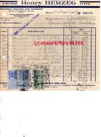 ALGERIE- ALGER-  -RARE FACTURE HENRY HERZEG - FOURNITURES GENERALES POUR CARROSSERIE- SELLERIE AVIATION-1959 - Autres & Non Classés