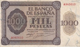 BILLETE DE ESPAÑA DE 1000 PTAS DEL AÑO 1936 DE BURGOS SERIE A EN BUENA CALIDAD  (DIFÍCIL Y RARO) - 1000 Peseten