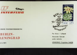 DDR: LP-Ausl-Brief Mit 25 Pf "Kakteen" Im Erstflug Der INTERFLUG BERLIN-LENINGRAD Mit Entspr. SoSt. Vom 1.4.71 - Correo Aéreo