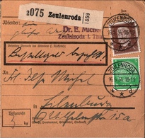 ! 1934  Paketkarte Deutsches Reich, Zeulenroda Nach Eilenburg - Lettres & Documents