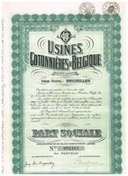 Titre Ancien - Usines Cotonnières De Belgique - Société Anonyme -Titre De 1929 - - Textiel