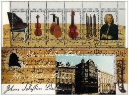 Belgium**J.S. BACH-MUSIC INSTRUMENTS MUSEUM-BOOKLET 6vals-2000-Violin-Harpsichord-Lute-MNH - Neufs