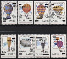 CONGO**BALLOONS-DOUBLE INVERTED SURCHARGES-Catval 190$/160€-ocb 1457/64-1994-MNH-AVIATION-Montgolfières - Altri & Non Classificati