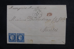 RÉUNION - Lettre De Saint Denis Pour Nantes En 1873, Affranchissement Cérès Non Dentelé En Paire - L 48186 - Covers & Documents