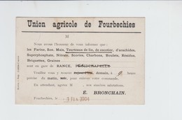 Fourbechies  - Rance - Carte De Firme  Union Agricole Pour Froidchapelle  + Griffe VERIFIE - 1904 - Froidchapelle