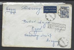 Poland, Registered  Air Mail  Cover With Air Mail Stamp, 1956. - Airplanes