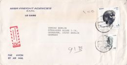 7565FM-ARCHAEOLOGY, STATUES, STAMPS ON REGISTERED COVER, 1995, EGYPT - Storia Postale