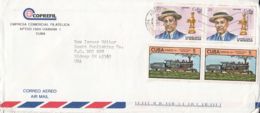 7570FM- CAPABLANCA, TRAIN, LOCOMOTIVE, STAMPS ON COVER, 1990, CUBA - Storia Postale