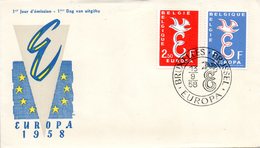 BELGIQUE. N°1064-5 De 1958 Sur Enveloppe 1er Jour. Europa'58. - 1958