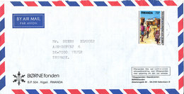 Rwanda Air Mail Cover Börnefonden Sent To Denmark 1989 Single Franked - Otros & Sin Clasificación