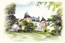 37. FONDETTES. RARETÉ. CARTE GLACÉE BRILLANTE. . ILLUSTRATION SIGNÉE DU  CHÂTEAU DE CHATIGNY - Fondettes