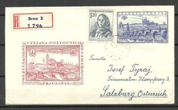 Czechoslovakia 1955 Illustrated Postal Stationery Ganzsachen Registered Sent To Salzburg Österreich - Omslagen