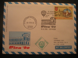 Österreich 1990- Wien 90, 43.Sonderballonpostflug, Landeort Grossweikersdorf - Balloon Covers