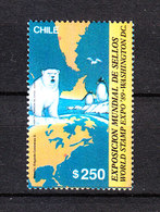 Cile   -  1989.  Orso Bianco, Pinguini, Carte Geografiche. Orso Bianco, Pinguini, Carte Geografiche. MNH - Preserve The Polar Regions And Glaciers