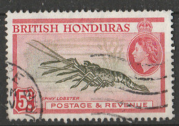 PIA - HONDURAS BRITANNICO - 1953 : Regina Elisabetta E Langusta- (Yv 151) - Schalentiere