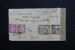 ESPAGNE - Enveloppe En Recommandé De Barcelone Pour La France En 1938 Avec Contrôle Postal, Affr. Plaisant - L 48484 - Marques De Censures Républicaines