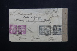 ESPAGNE - Enveloppe En Recommandé De Barcelone Pour La France En 1938 Avec Contrôle Postal, Affr. Plaisant - L 48484 - Republikeinse Censuur