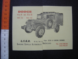 Publicite Tarif Pieces Detachees DODGE 4X4 6X6 Surplus Automobile Americain - Fahrzeuge