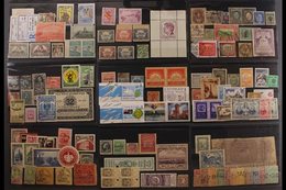 INTERESTING AND UNUSUAL ARRAY IN AN OLD AUCTION FOLDER  Philatelic Curiosities Displayed On About Twenty Stockcards - Wo - Autres & Non Classés