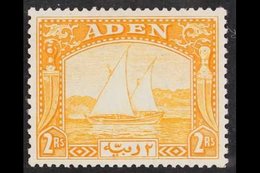 1937  2r Yellow, Dhow, SG 10, Very Fine, Well Centered Mint. For More Images, Please Visit Http://www.sandafayre.com/ite - Aden (1854-1963)