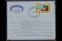 AEROGRAMME  1968 (June 7th) To UK, Franked 1968 15c Anguillan Ships, SG 33, Tied By "Valley"c.d.s. Pmk, Message From Pos - Anguilla (1968-...)