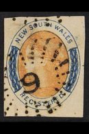 NEW SOUTH WALES  1856-59 Registered 6d Orange And Indigo, SG 105, Four Good To Large Margins And Neat "9" Cancel.  For M - Altri & Non Classificati