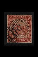 NEW SOUTH WALES  1850 1d Brownish Red Sydney View Plate II, SG 12, Very Fine Used, 4 Good Margins, Very Fresh. For More  - Altri & Non Classificati