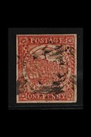 NEW SOUTH WALES  1850 1d Carmine Sydney View Plate II Laid Paper, SG 13, Fine Used, 4 Good Margins, Fresh. David Brandon - Sonstige & Ohne Zuordnung