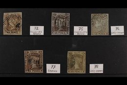 NEW SOUTH WALES  1852-53 6d BROWNS Laureate All Different Used Group Of Identified Shades On A Stock Card, Includes 1852 - Andere & Zonder Classificatie