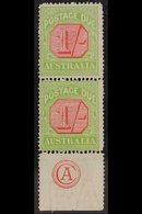 POSTAGE DUES  1913 1s Scarlet And Yellow Green, SG D85, Never Hinged Mint Vertical Pair With Bottom Margin Showing "CA"  - Other & Unclassified