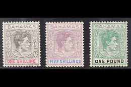 1938  1s Grey-black & Carmine, 5s Lilac & Blue And £1 Deep Grey-green & Black Original Printings On Thick Chalky Paper,  - Other & Unclassified