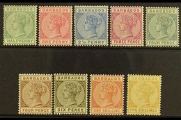 1882-86  Set Complete, SG 89/103, Fine Mint, The 1s With A Few Slightly Nibbled Perfs At Top (9 Stamps) For More Images, - Barbades (...-1966)