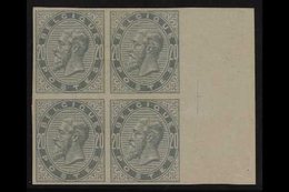 1883 IMPERF BLOCK OF 4.  20c Blue-grey IMPERF (SG 64, COB 39, Michel 36), Fine Mint Marginal BLOCK Of 4, Lower Stamps Ar - Andere & Zonder Classificatie