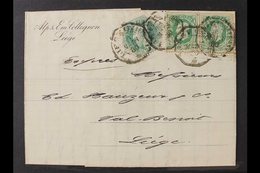 TELEGRAPHS  1880 (26 May) Entire Letter To Liege Bearing 1872 25c Green Telegraph Stamp, Cob TG4, Plus 10c Postage Stamp - Andere & Zonder Classificatie