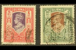 1938-40  5r And 10r Top Values, SG 32/33, Very Fine Used (2 Stamps) For More Images, Please Visit Http://www.sandafayre. - Birmanie (...-1947)