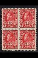 1916  2c+1c Carmine-red Perf 12x8, SG 235, Fine Cds Used BLOCK Of 4, Very Fresh & Scarce. (4 Stamps) For More Images, Pl - Sonstige & Ohne Zuordnung