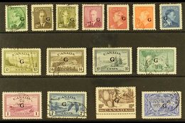 OFFICIALS - "G" OVERPRINTS  With 1950-52 Complete Set Of 13, Plus 1950 10c "Drying Furs" And $1 "Fisherman", SG O178/O19 - Other & Unclassified