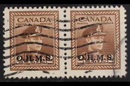 OFFICIALS  1949 2c Brown "O.H.M.S." Overprint With MISSING STOP AFTER 'S' Variety, SG O163, Used In Horizontal PAIR With - Other & Unclassified